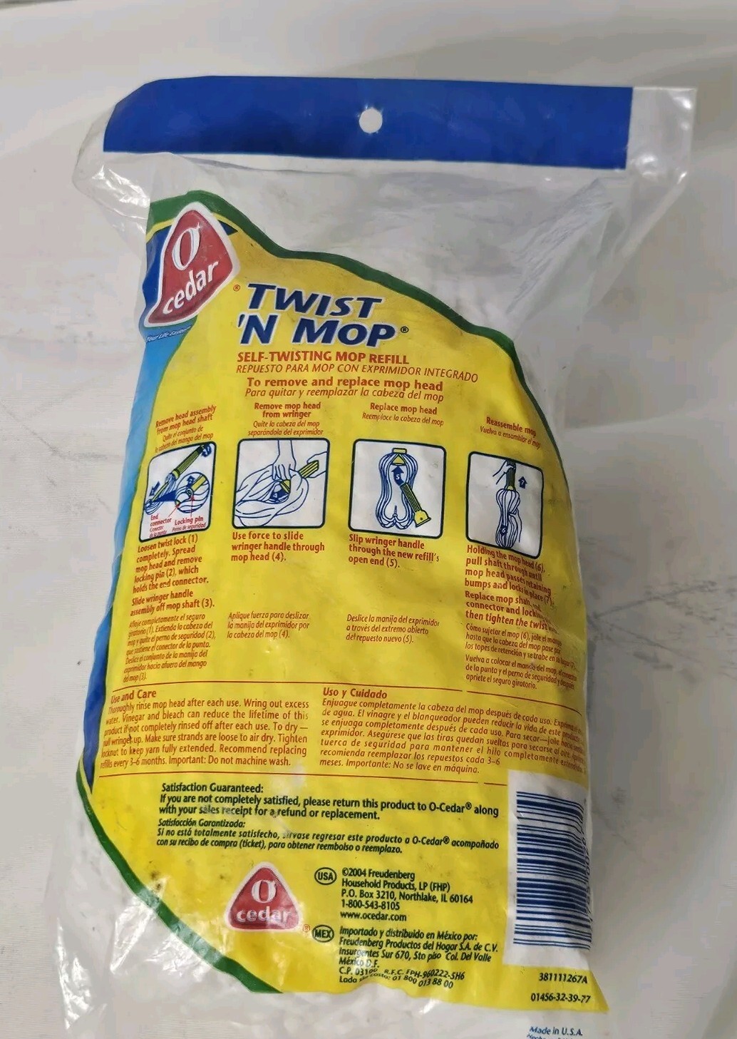 O Cedar Twist ‘N Mop Replacement Head Cotton Self Wringing NEW IN PACKAGE #267