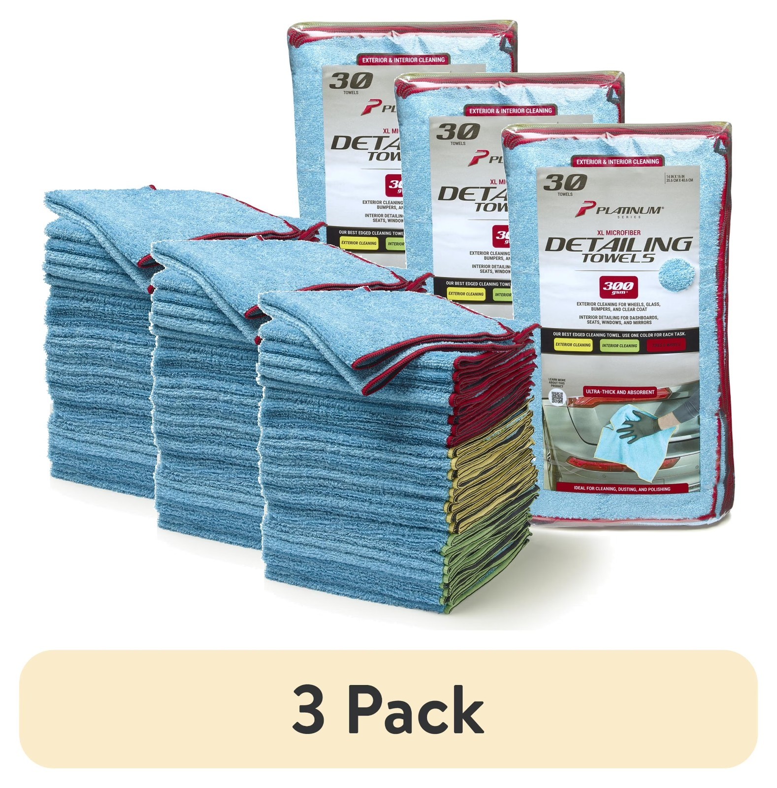 30 Pack Multi-Purpose Microfiber Towels 14×17 Inch XL Car Detailing Glass Lint