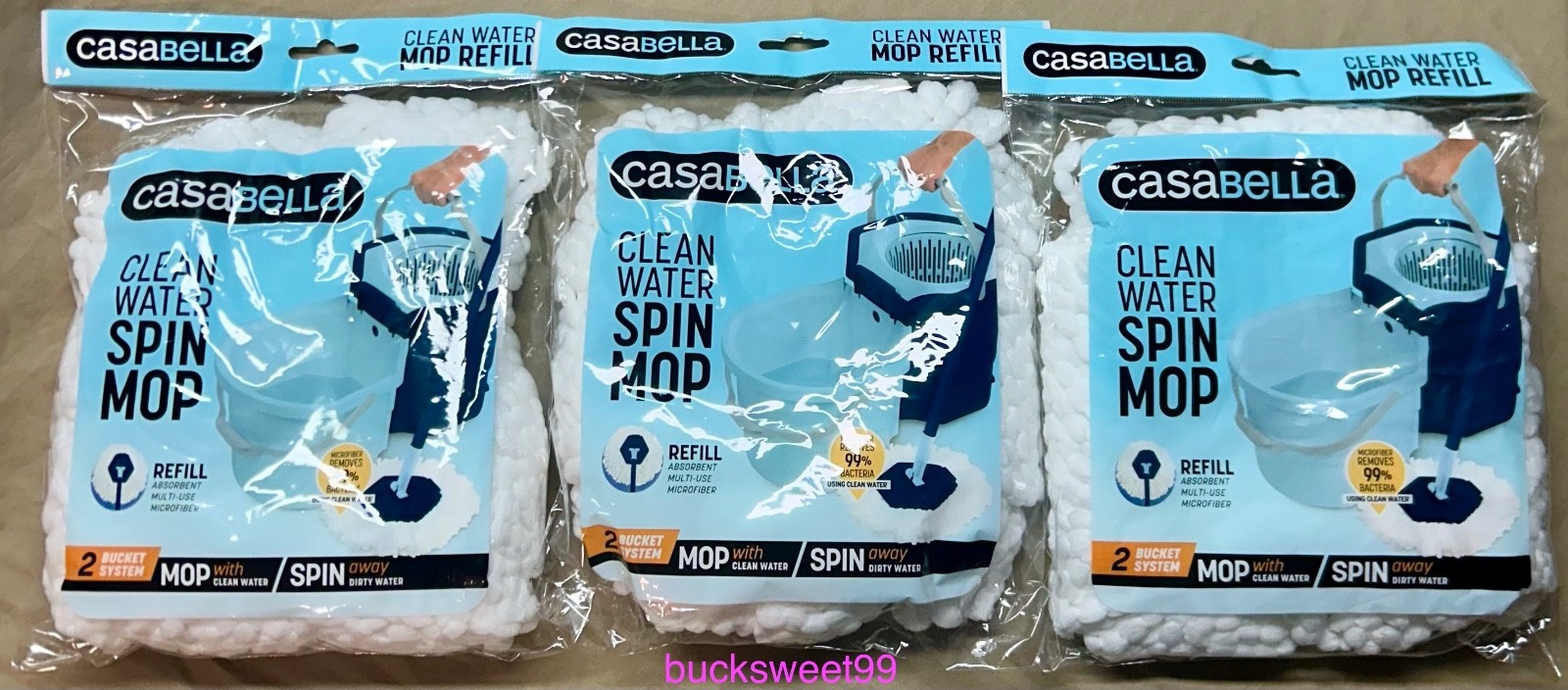 Casabella Clean Water Spin Mop Refill – 3 REFILLS