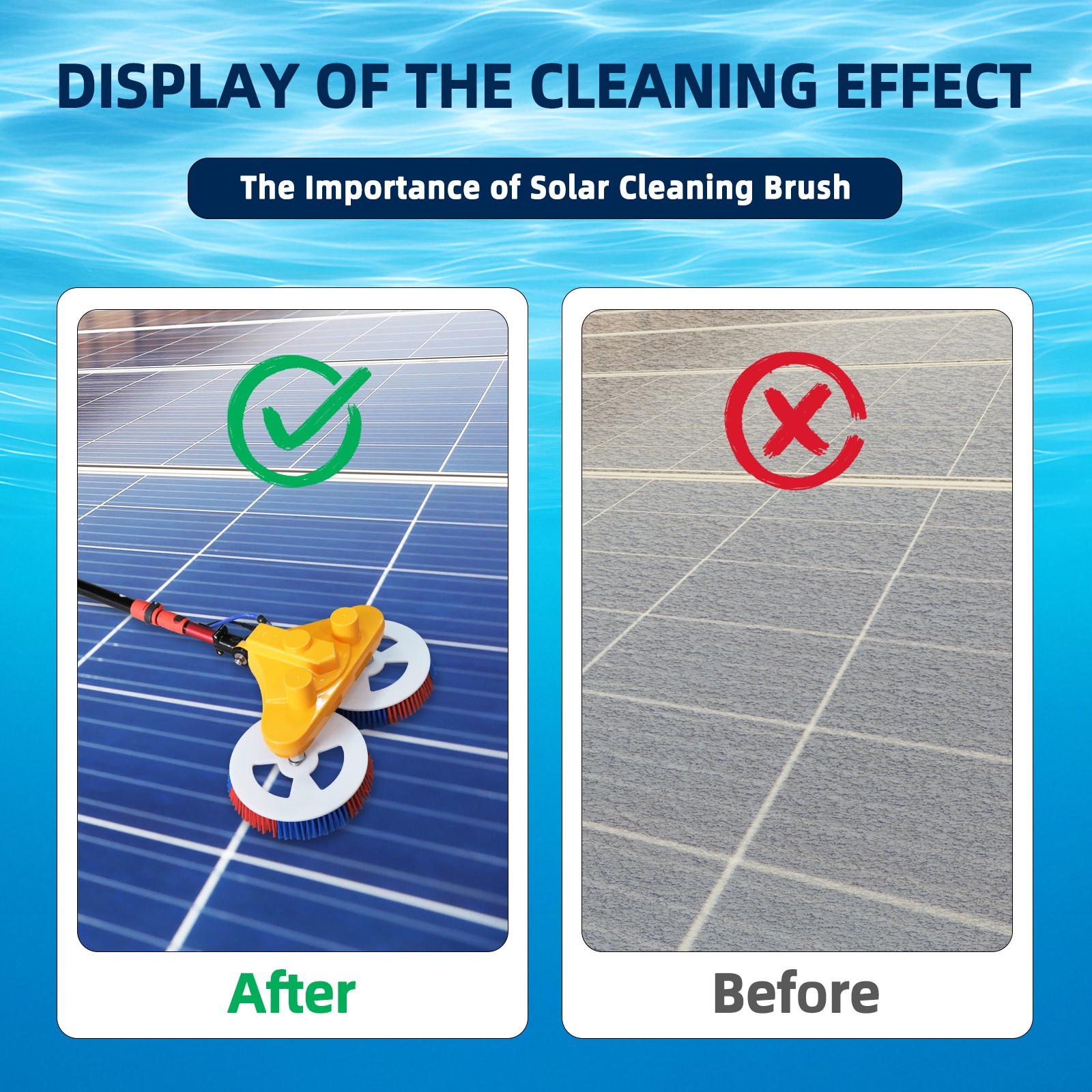Solar Panel Cleaning Brush Solar Wash Equipment Brush With Water-Fed Pole System