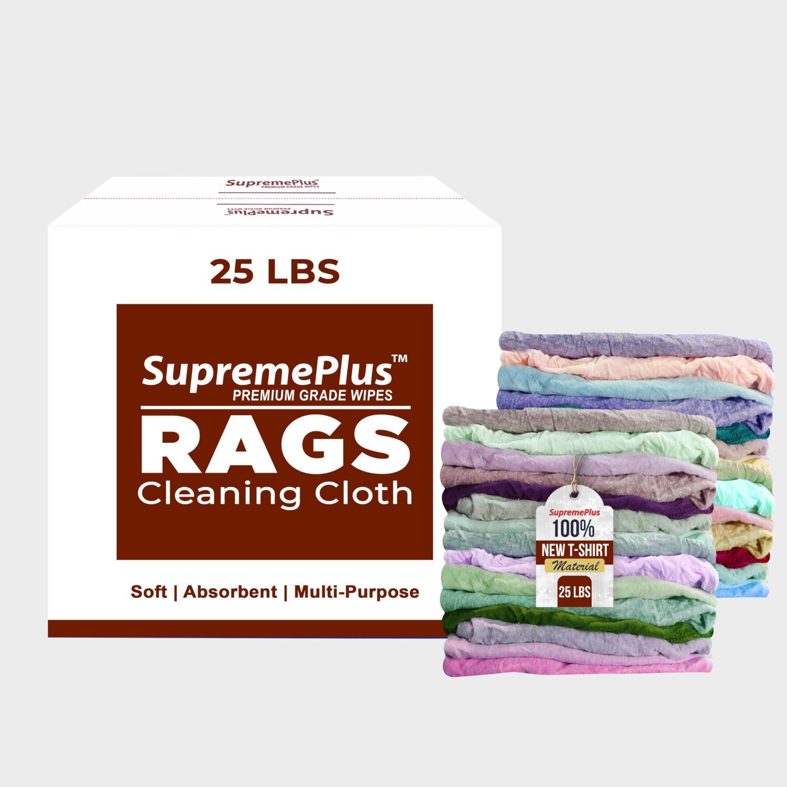 Bulk Color Knit Cleaning Rags 25 lbs – Multipurpose Shop Rags for Mechanics, Pai