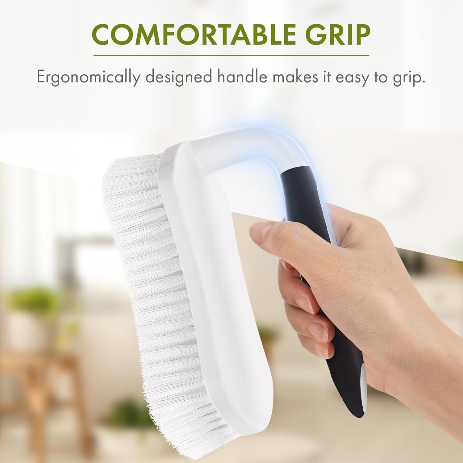 Scrub Brush for Cleaning Comfort Grip Shower Scrubber Stiff Bristles with Han…
