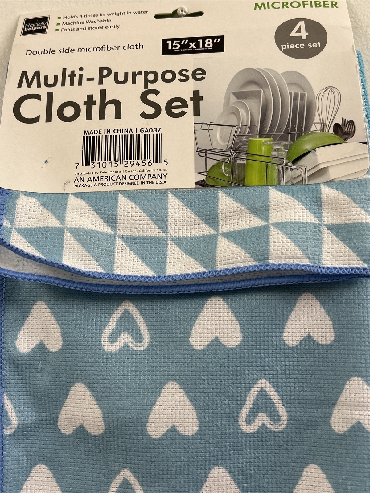Lot Of 2 Handy Helpers 4 Pack Multi-Purpose Microfiber Cloths Size 15”X18” NEW