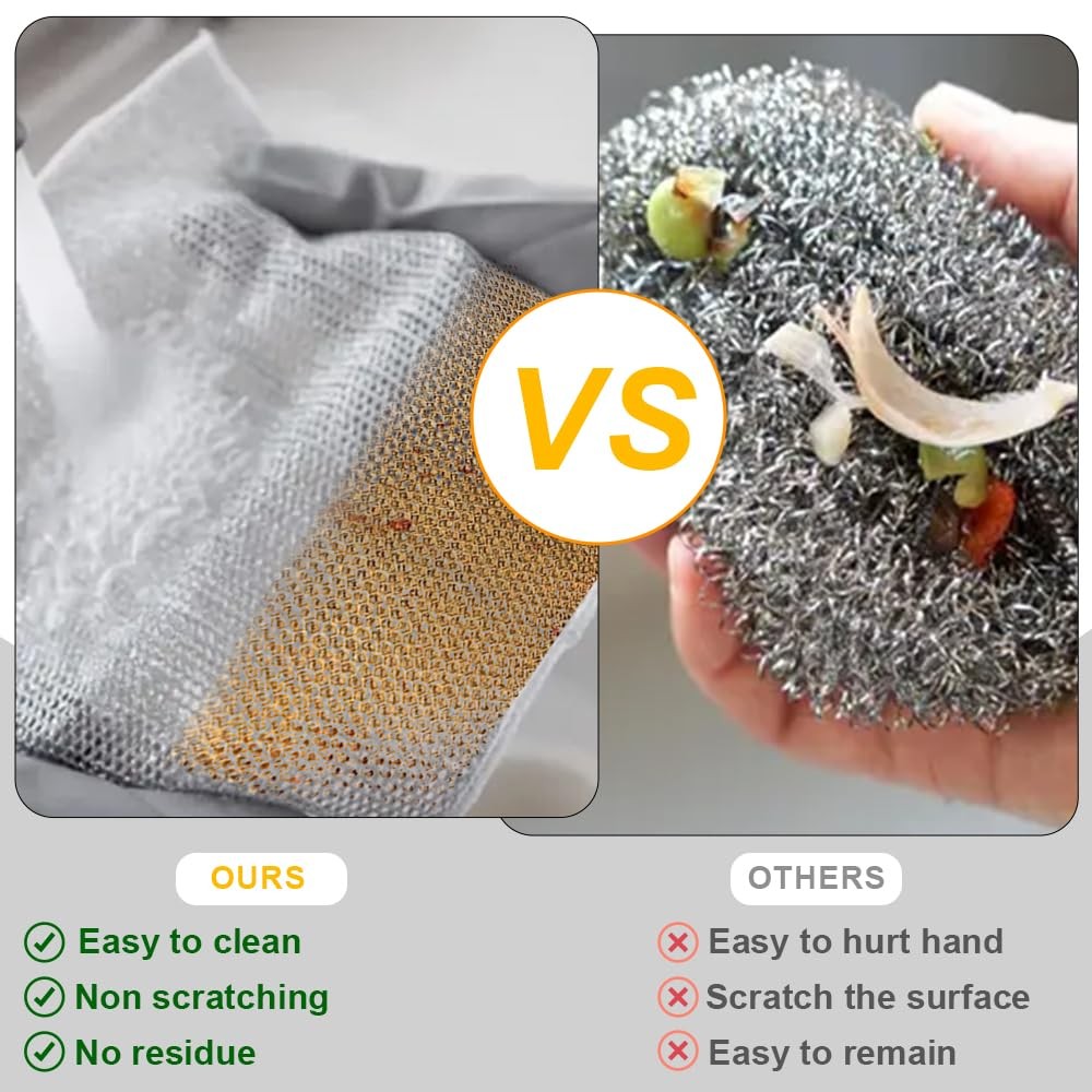 10 Pcs Upgraded Double-Layer Non Scratch Wire Dishcloth, 7.87″×7.87″ Reusable…