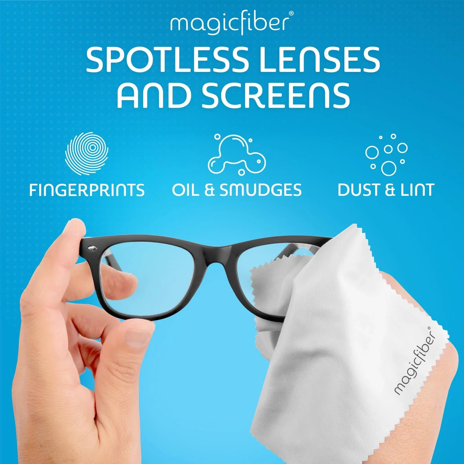 MagiicFiber 2 Pack High Density Microfiber Cleaning Cloths for Glass Screens