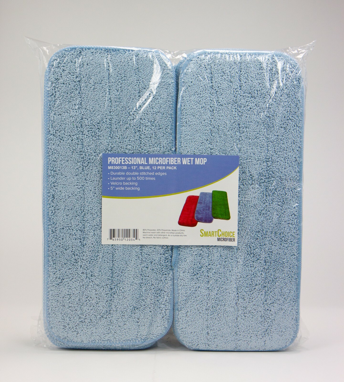 12 Pack of Flat Mop Refill Pads for Dry and Wet Mops, Pad Size & Color Options