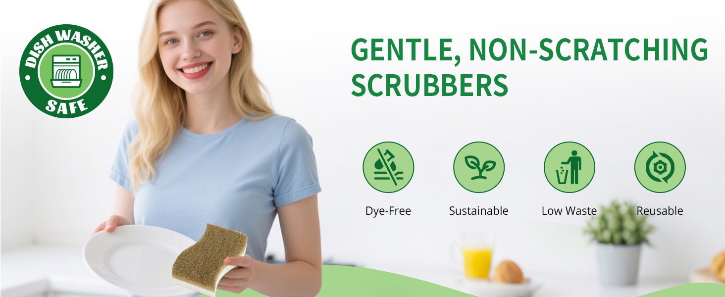 9 Pack Biodegradable Natural Kitchen Sponge – Compostable Cellulose and Coconut