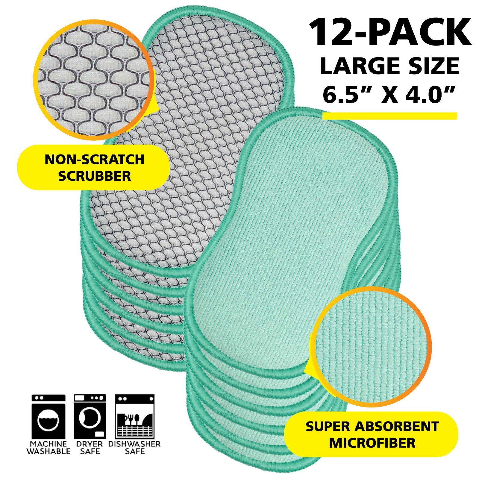 SALE!! Soft-Scrub by Tuff-Scrub Scrub-N-Wipe Cleaning Sponge Pads, Large 12PK