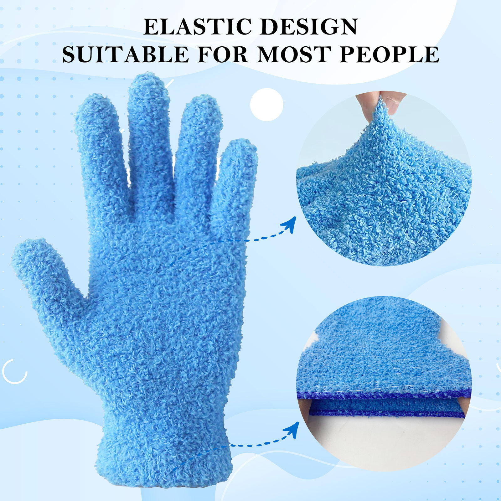 EvridWear Microfiber Dusting Cleaning Gloves Scratch-Free for House Cars 2 sizes
