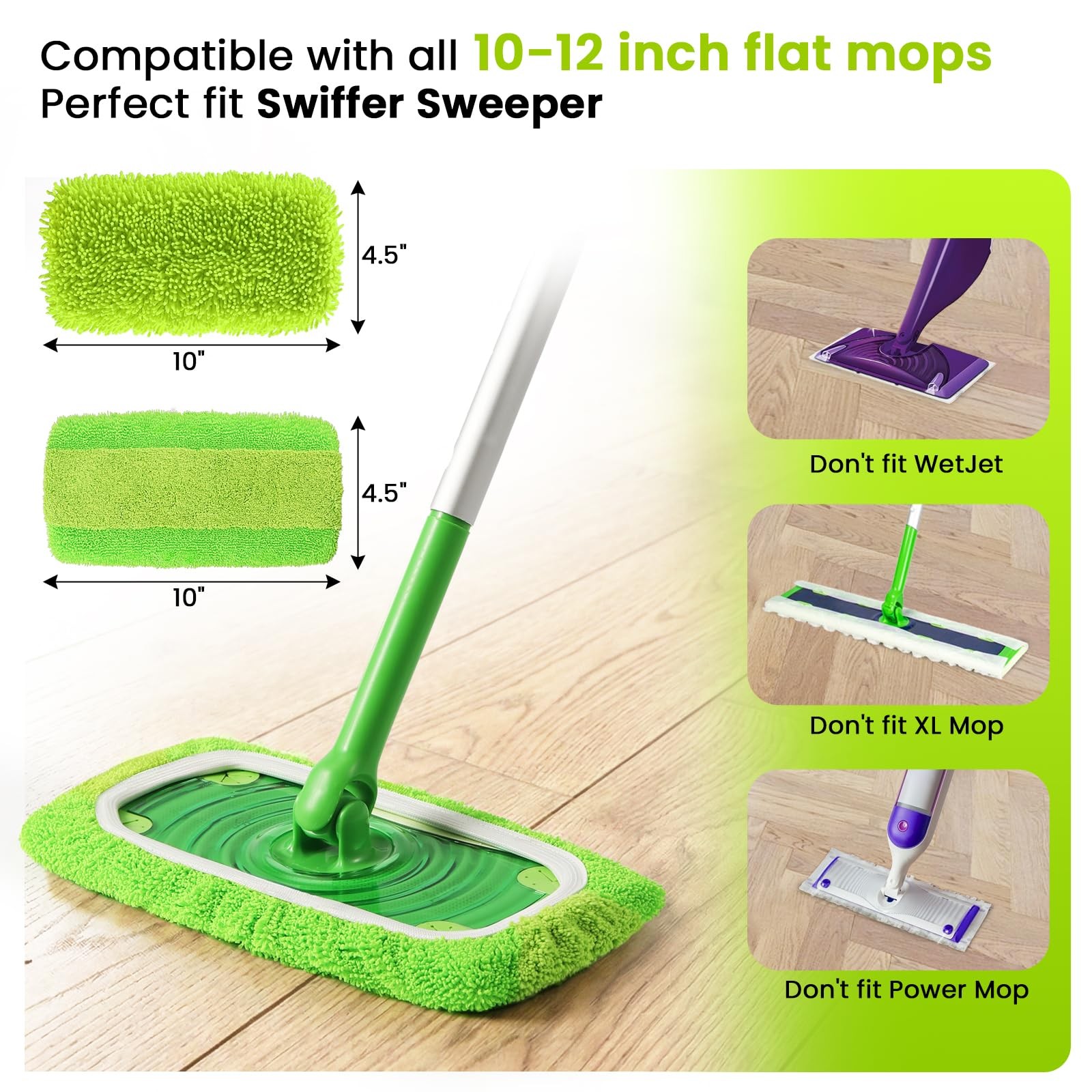 2-in-1 Reusable Microfiber Mop Pads with Swiffer Sweeper for Wet Mopping & Dr…