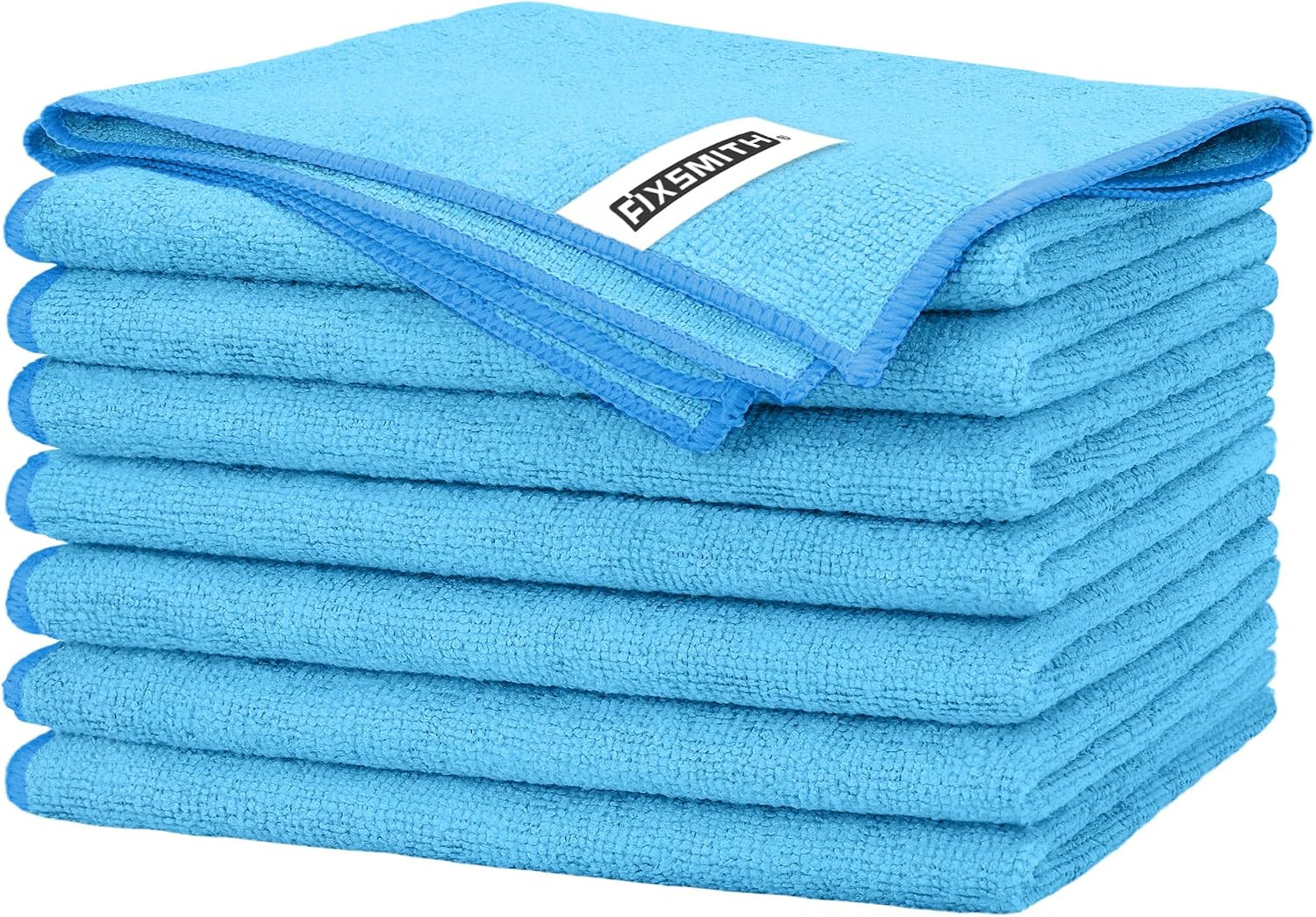 Blue Microfiber Cleaning Cloth -Pack of 8, Highly Absorbent Cleaning Rags, 16″X1
