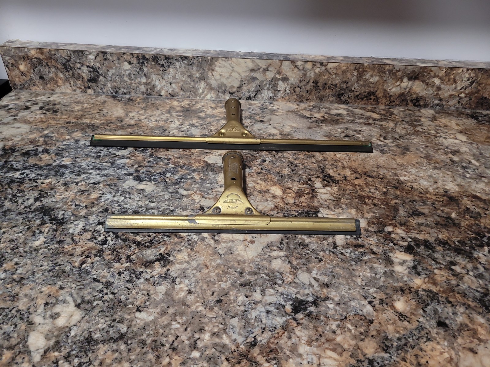 Unger Ettore Brass Handled Squeegee Lot Of 2 Sizes 17.5″ And 11.5″ Made In USA
