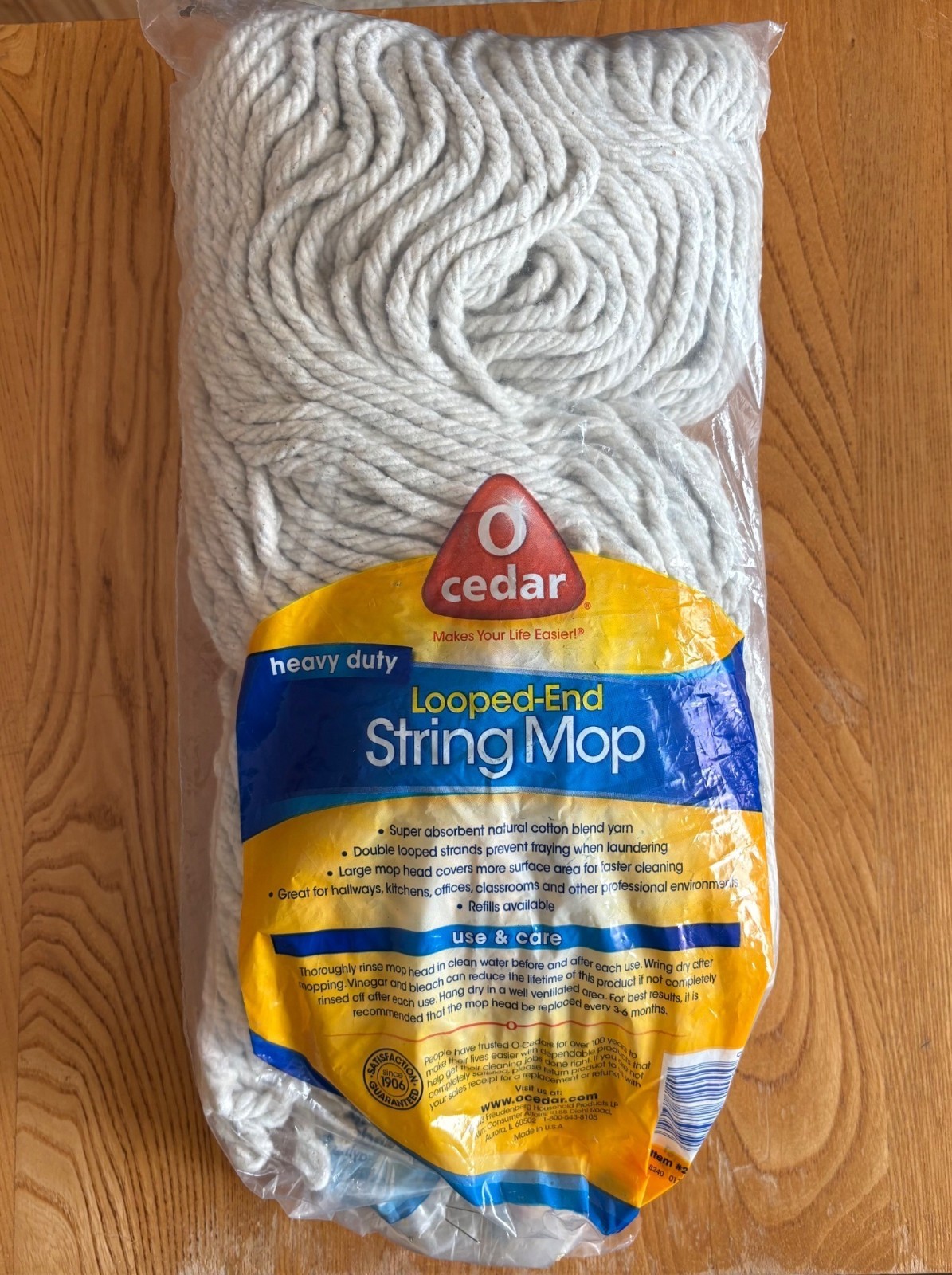O-Cedar Heavy Duty Double Looped-End String Mop Refill Cotton Blend #216167