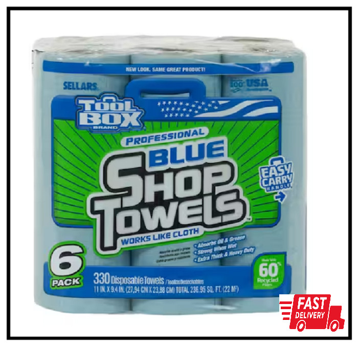 Z400 Blue 55-Count Roll of Shop Towel Cleaning Wipes (6-Pack)
