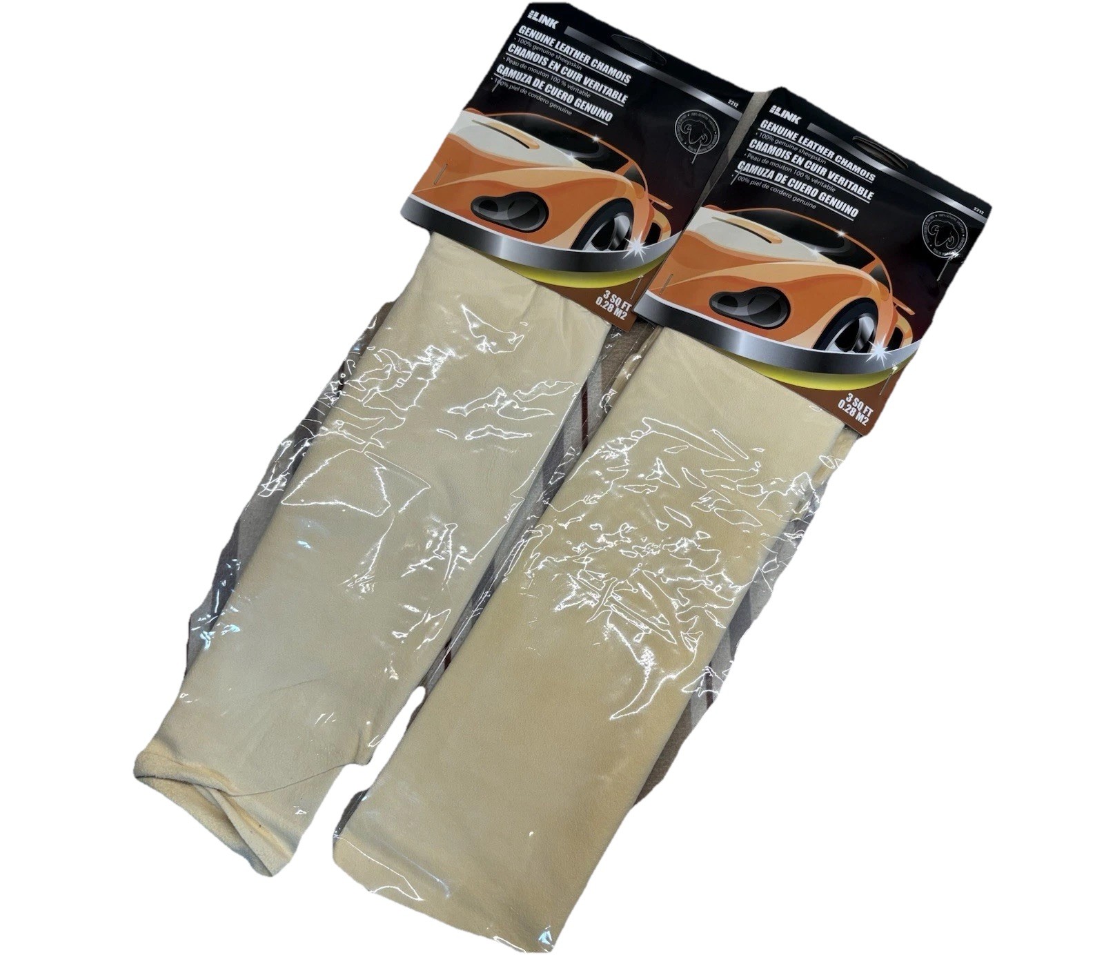 2PK iLink Genuine Leather Chamois 3 Sq Ft Sheepskin Car Drying Cloth Towel 2212