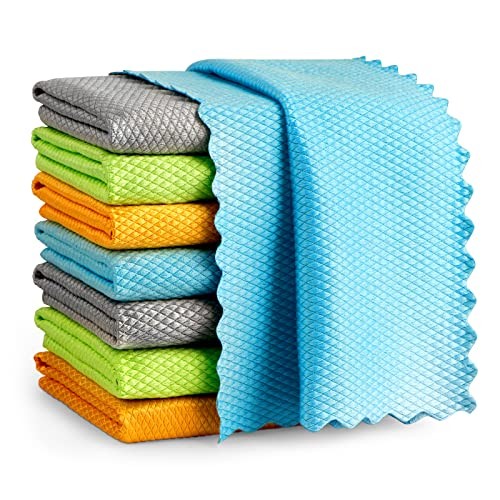 Microfiber Glass Cleaning Cloth, 8PK, Premium Microfiber 12″×12″ Multicolor