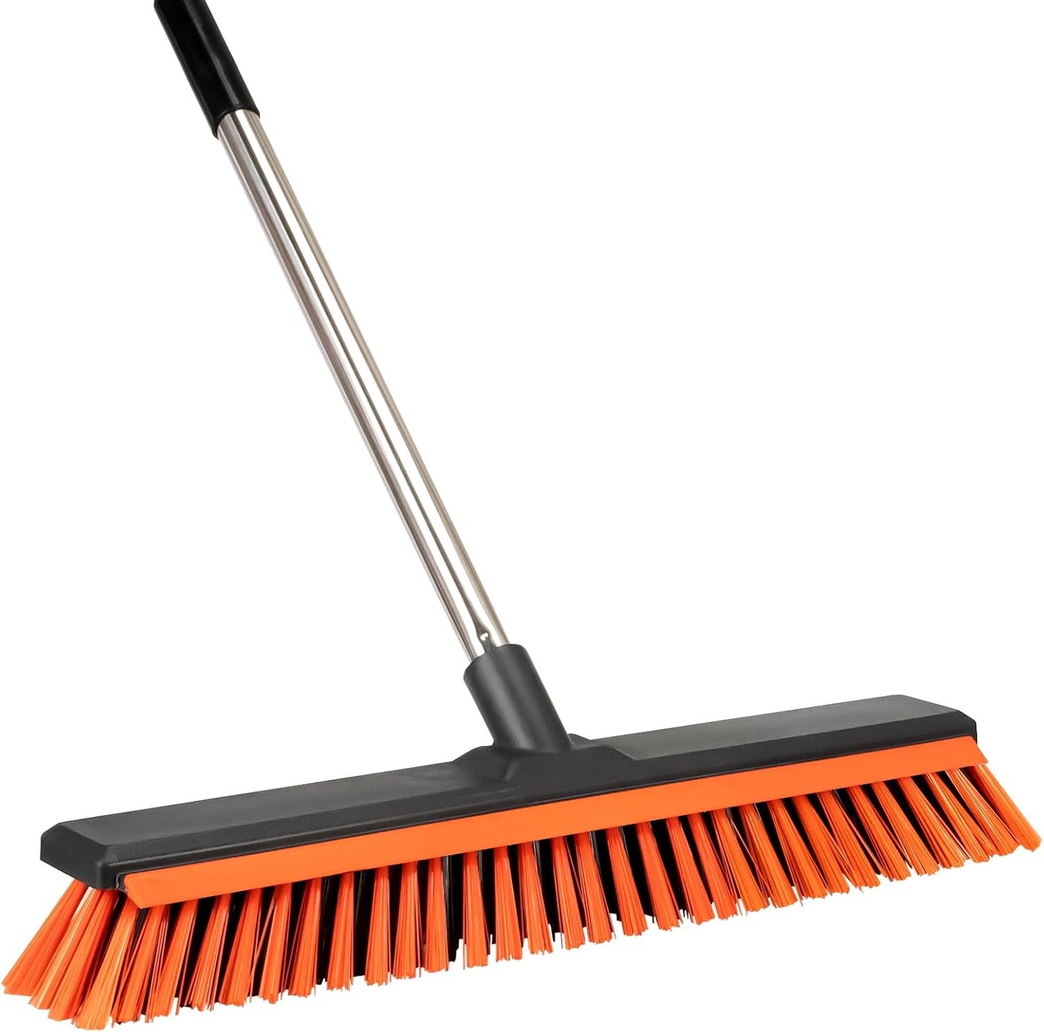 18″ Push Broom Outdoor with Rubber Squeegee,Heavy Duty Broom Brush with