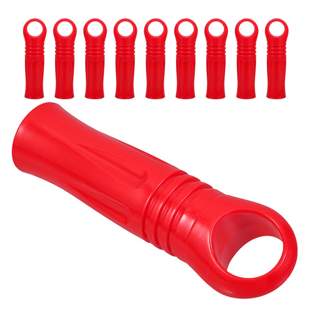 10Pcs Plastic Mop Handle Replacement Grip Red Durable Sleeve Caps