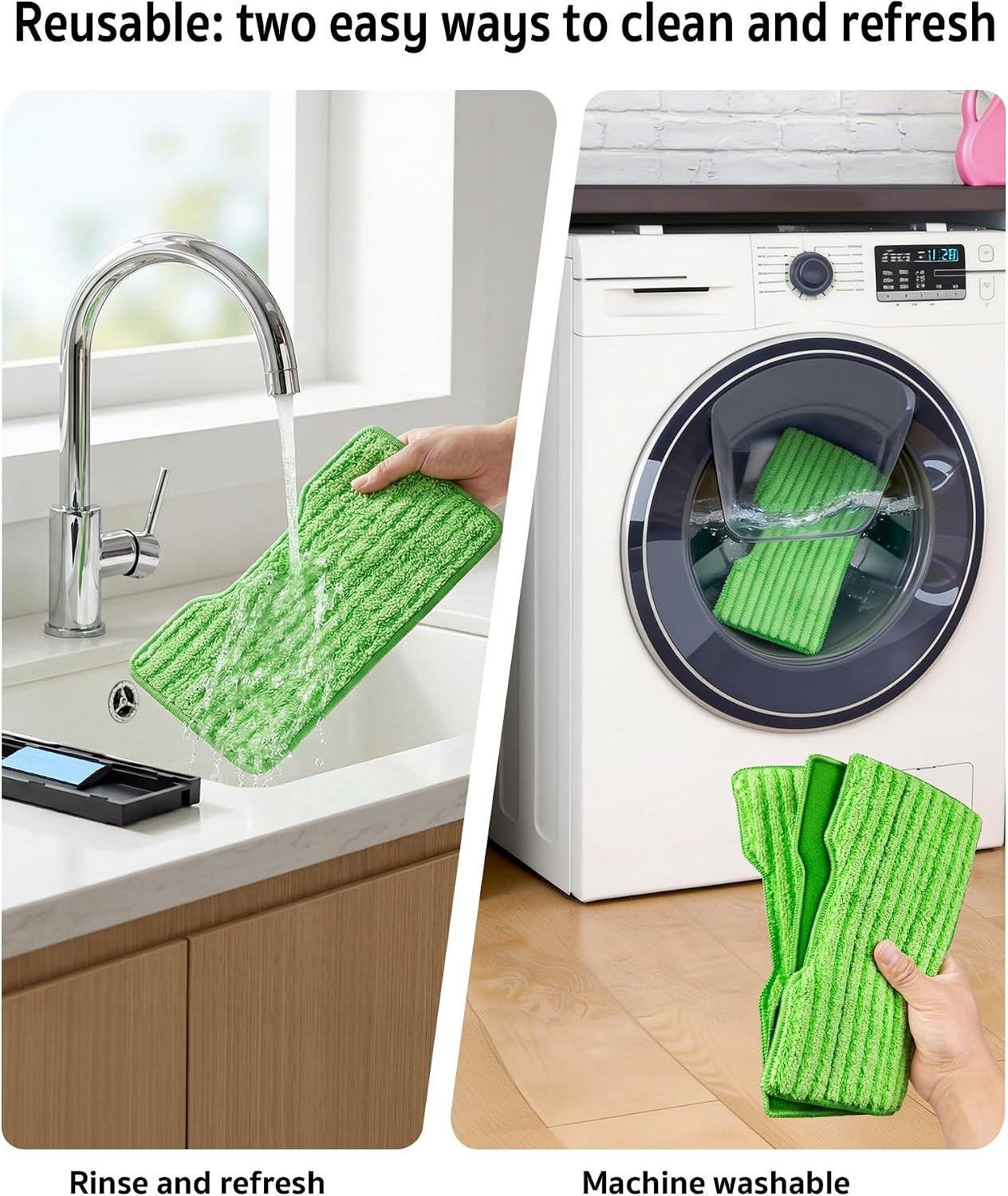 Reusable Mop Replacement Pads Compatible with Shark Vacmop VM252 VM250 VM200, Wa