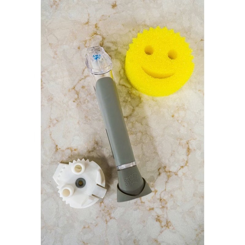 Dish Daddy Converter Plate Dishwand with Sponge: Silver, 3.75″ Depth, 13.06″