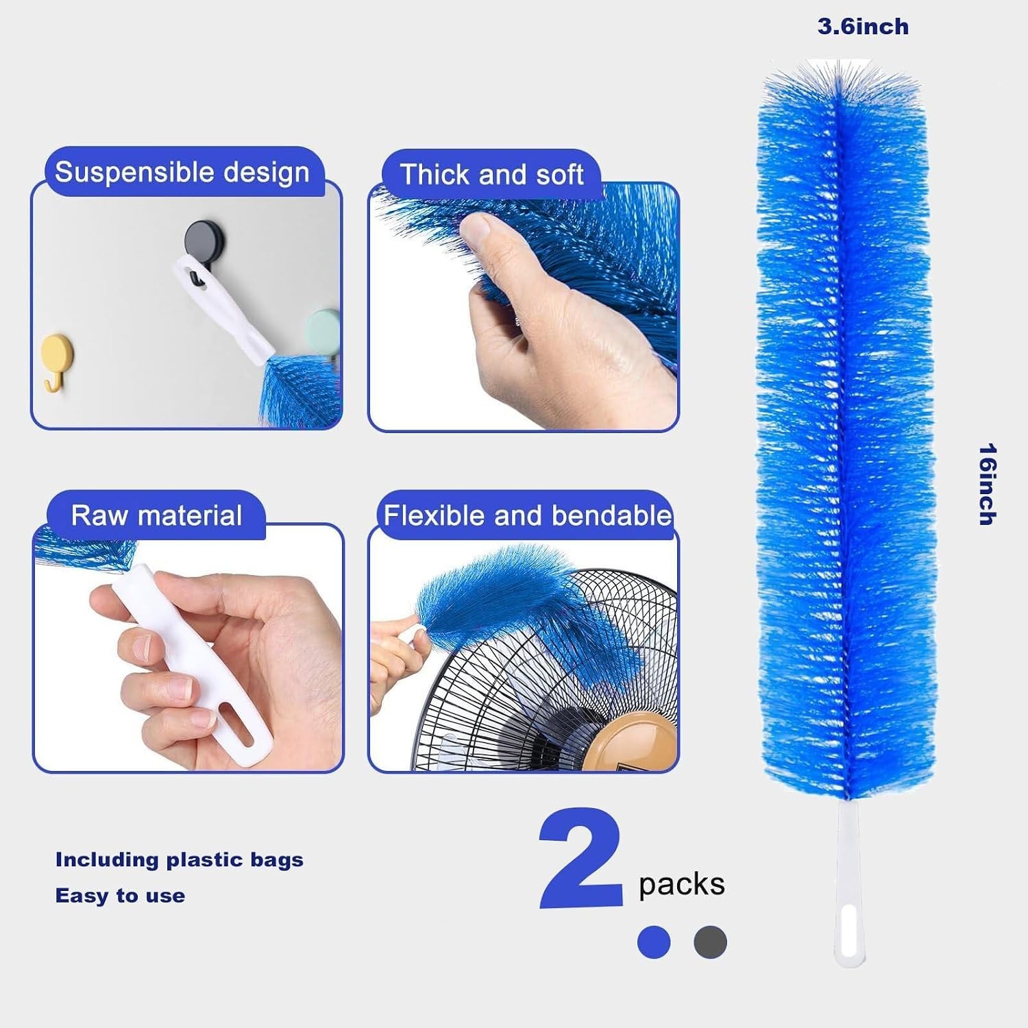 Bendable Microfiber Duster, Fan Cleaner Brush, Fan Brush Cobweb Duster Microf…