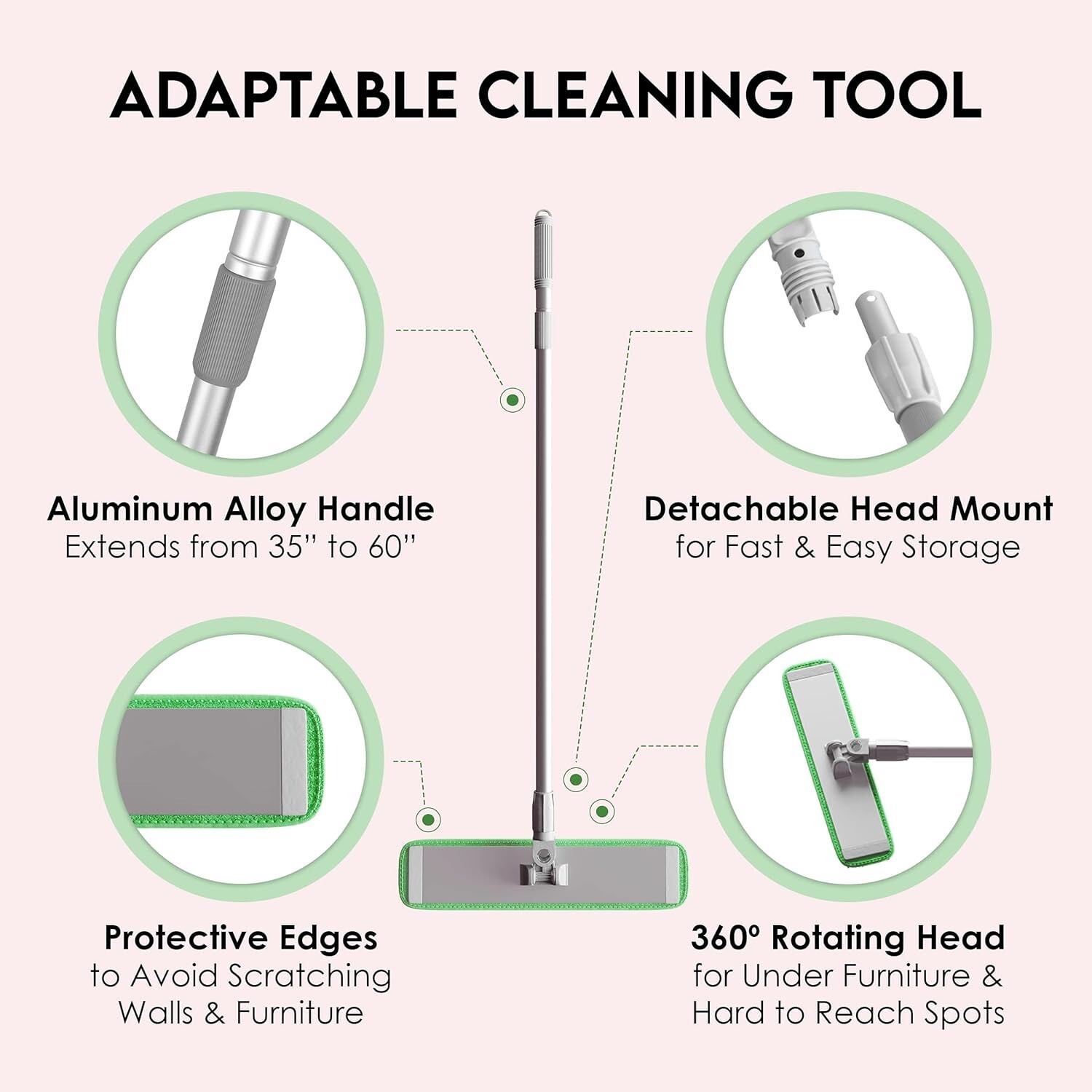Turbo Mop Microfiber Mop for Floor cleaning- Tile & Wood Floor 4 Reusable Pads