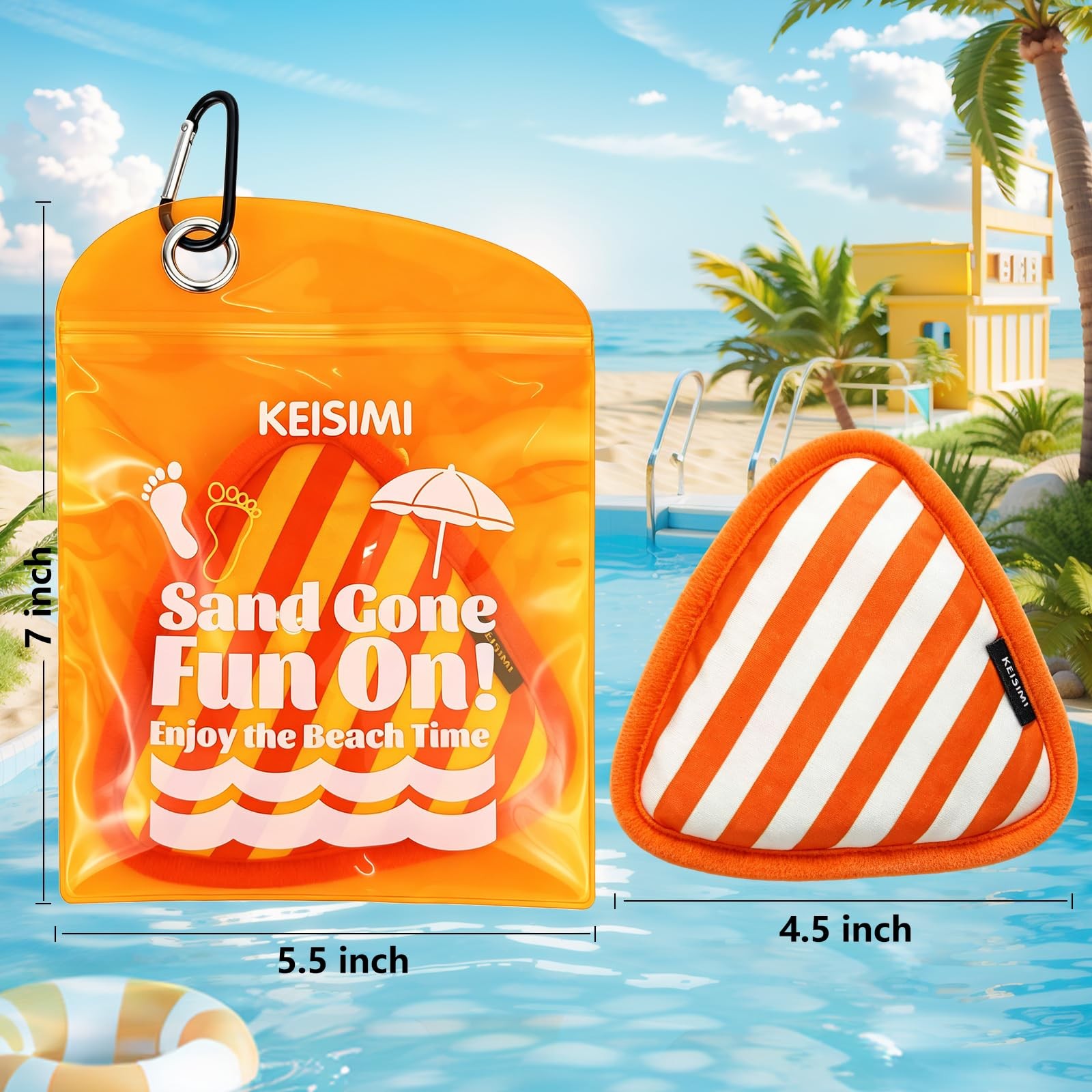 Sand Remover for Beach, Talc-Free & Reusable with Natural Orange