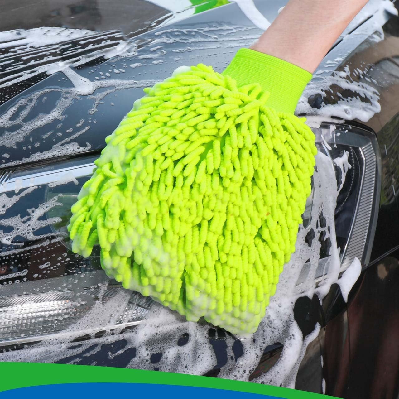 2 Pack Car Wash Mitt Microfiber Chenille Car Wash Mitt Scratch Free for Cars