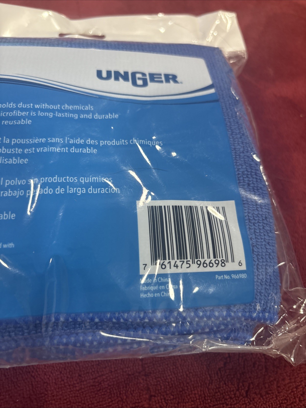 Unger All-Purpose Microfiber Cloths, 12″ x 12″ (4 Pack)