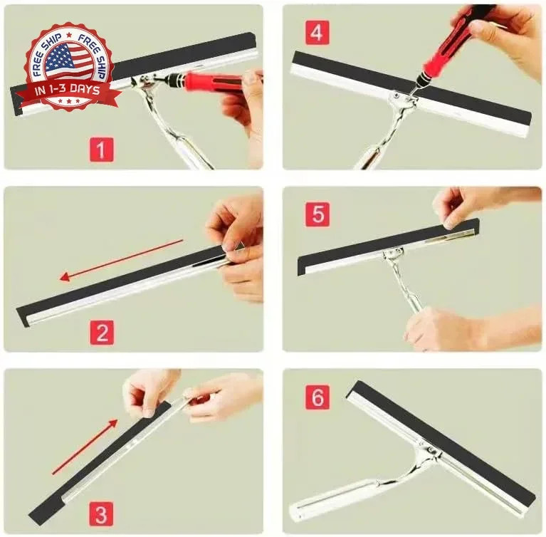 2 Pack 10 Inch Rubber Squeegee Replacement Blade Black for Shower Doors