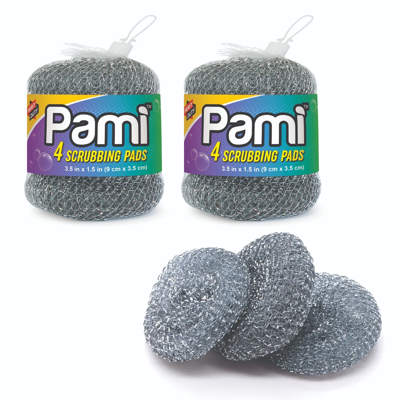 PAMI Stainless Steel Scrubbing Sponges Heavy Duty Non-Scratch Kitchen Pots 8-16