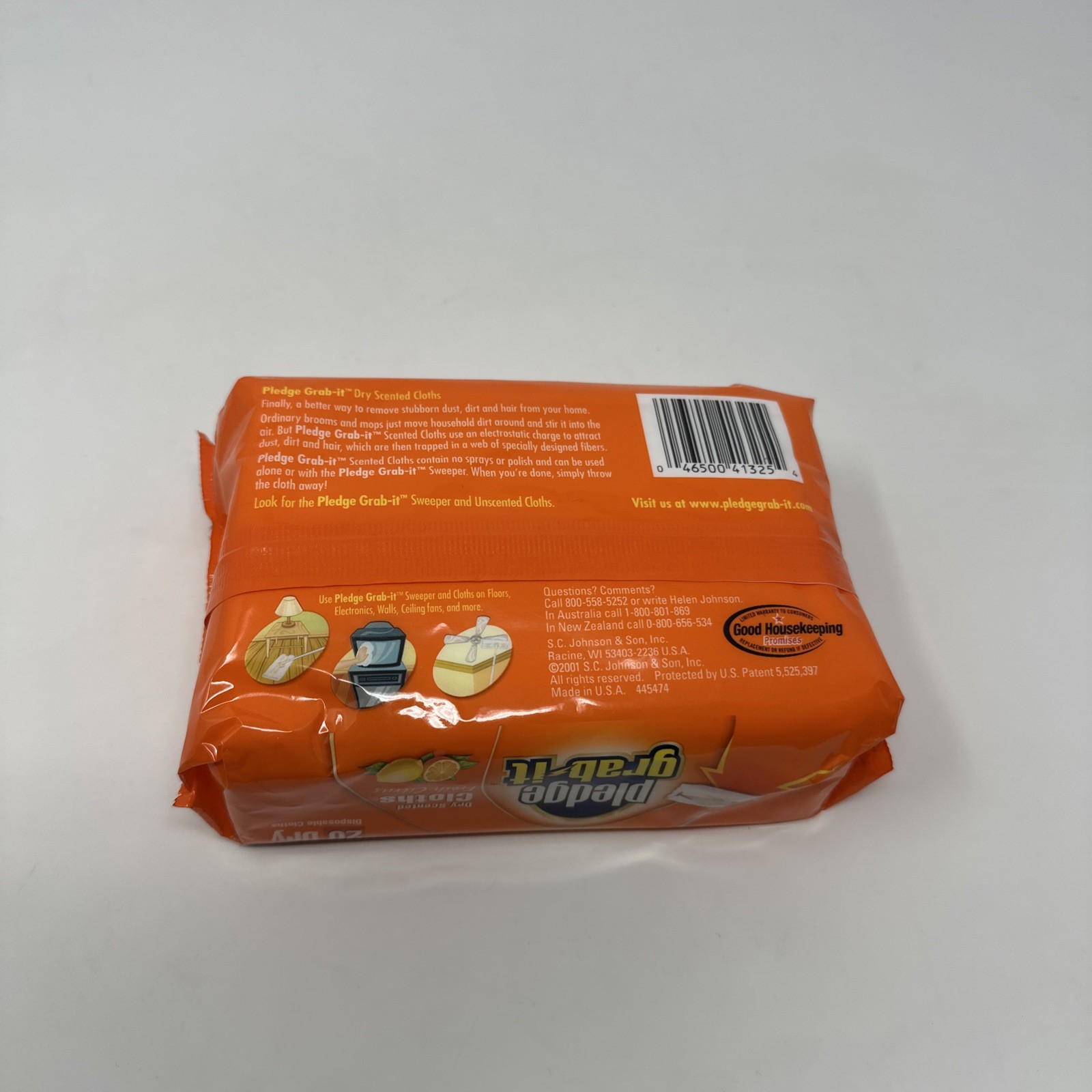 Pledge Grab It Dry Cloths Orange Citrus -16 Dry 8 in x 11.5 in Disposable Cloths
