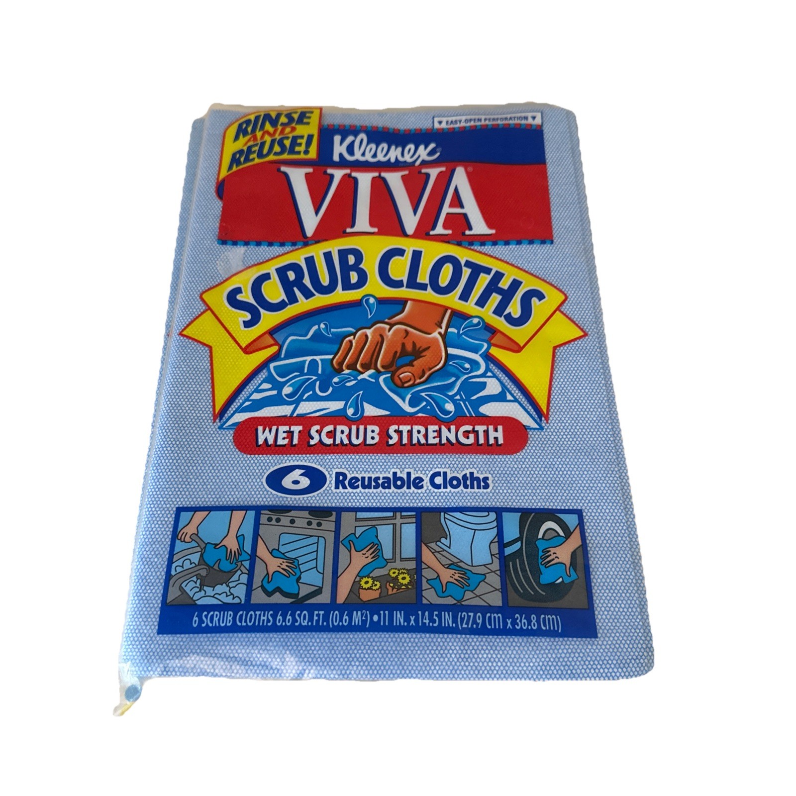 Kleenex VIVA Reusable Scrub Cloths 6 Pack Lot of 2 Sealed 1996 NOS Total Of 12