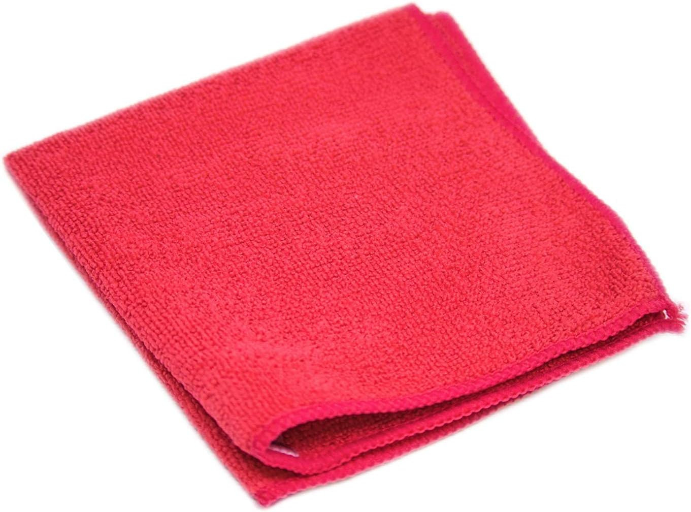 Soft Microfiber Cleaning Cloth Set of 12-12 X 12 Inches, Medium, Red