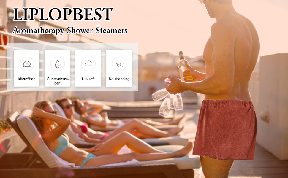 Men Boys Soft Wearable Bath Towel Short Pants Adjustable Mircofiber Towel Pool