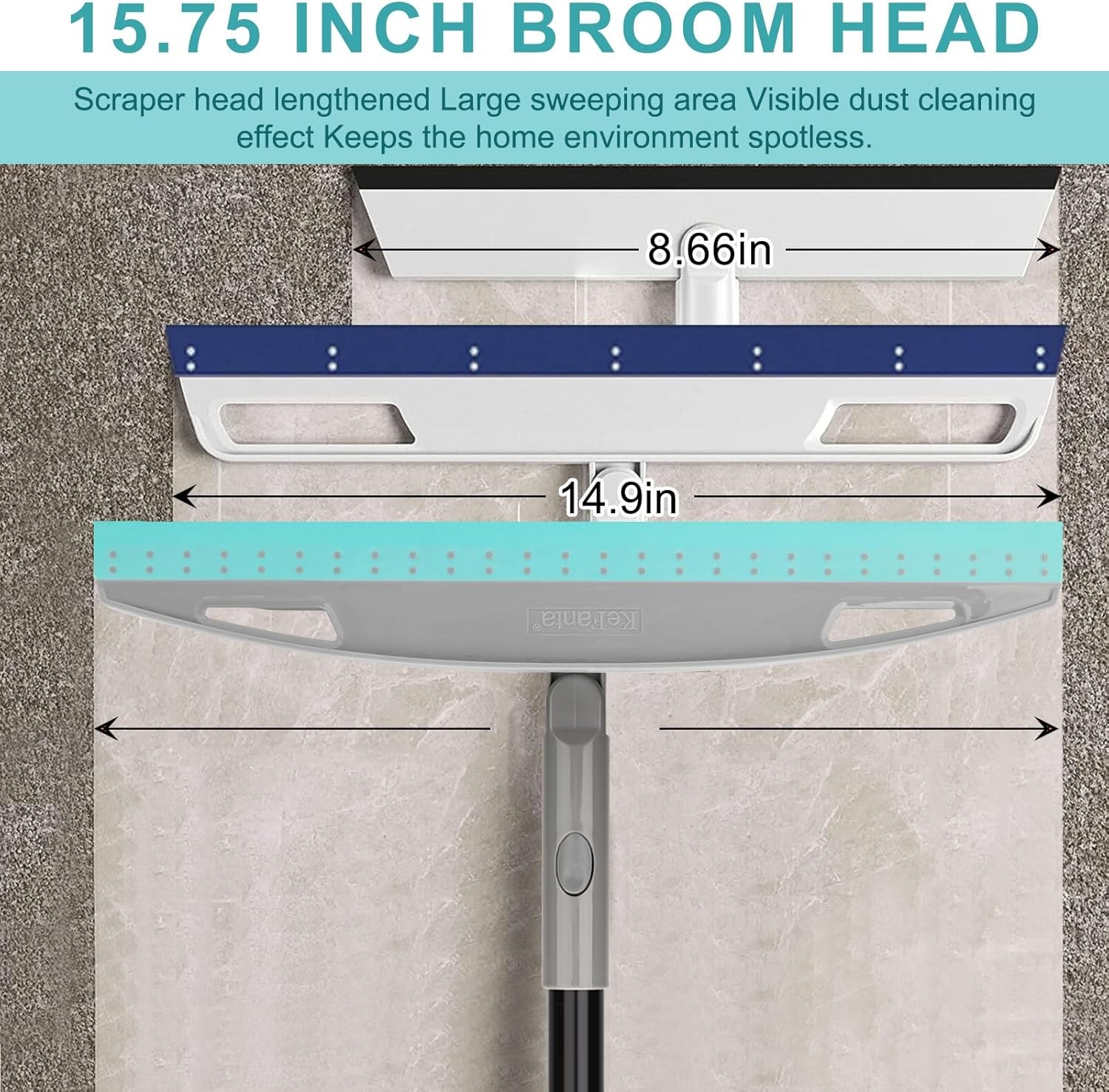 Multifunction Magic Broom, Silicone Floor Squeegee Broom with 59″ Long Handle