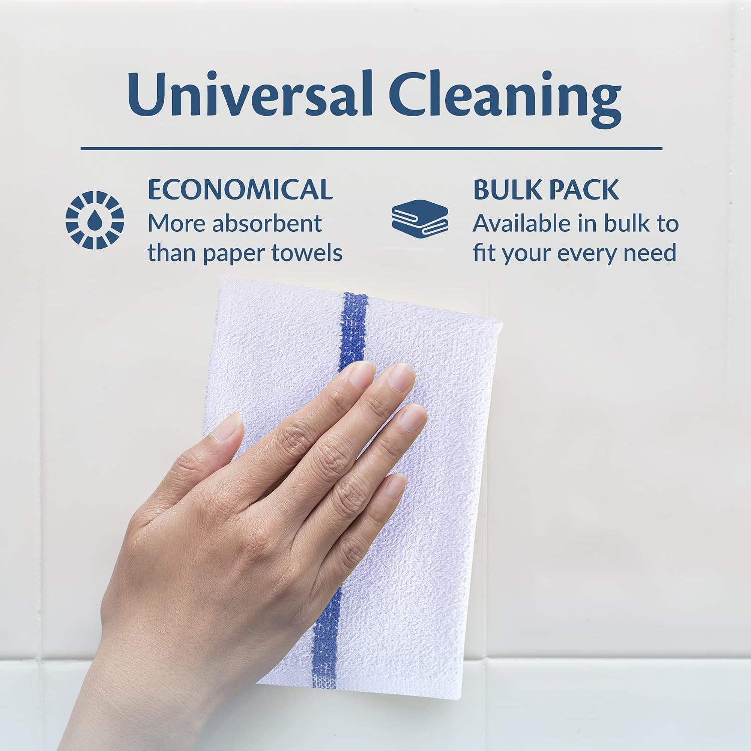 Universal Cleaning Towels, Bulk 24 Pack, 16” X 19” 100% Cotton Fully Bordered