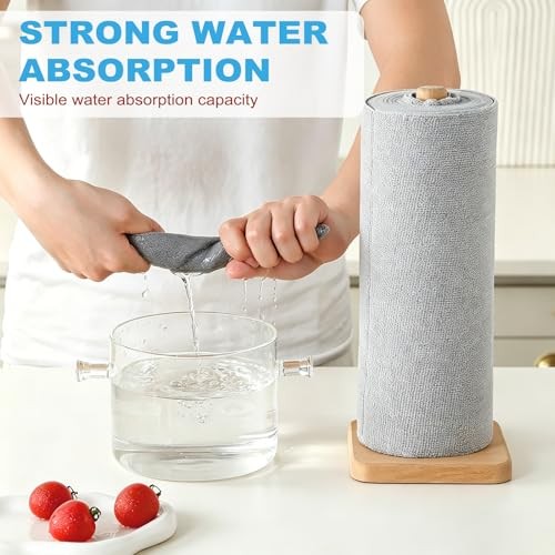 55 Pack Microfiber Cleaning Cloth Roll, Tear Away Reusable 9”X11”-55PK Grey