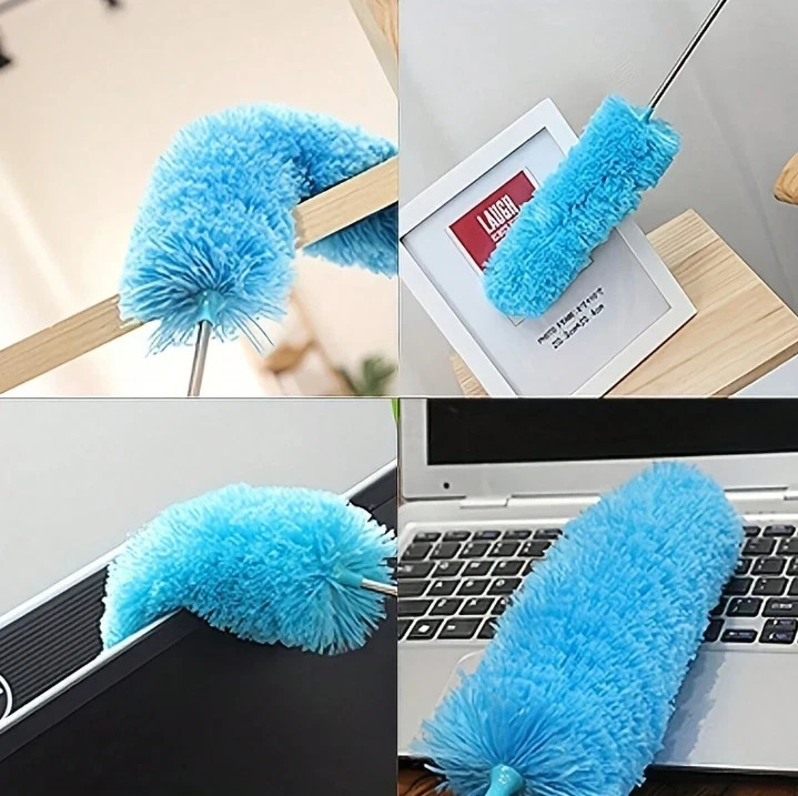 Retractable Stainless Steel Microfiber Duster for Household Dust Removal