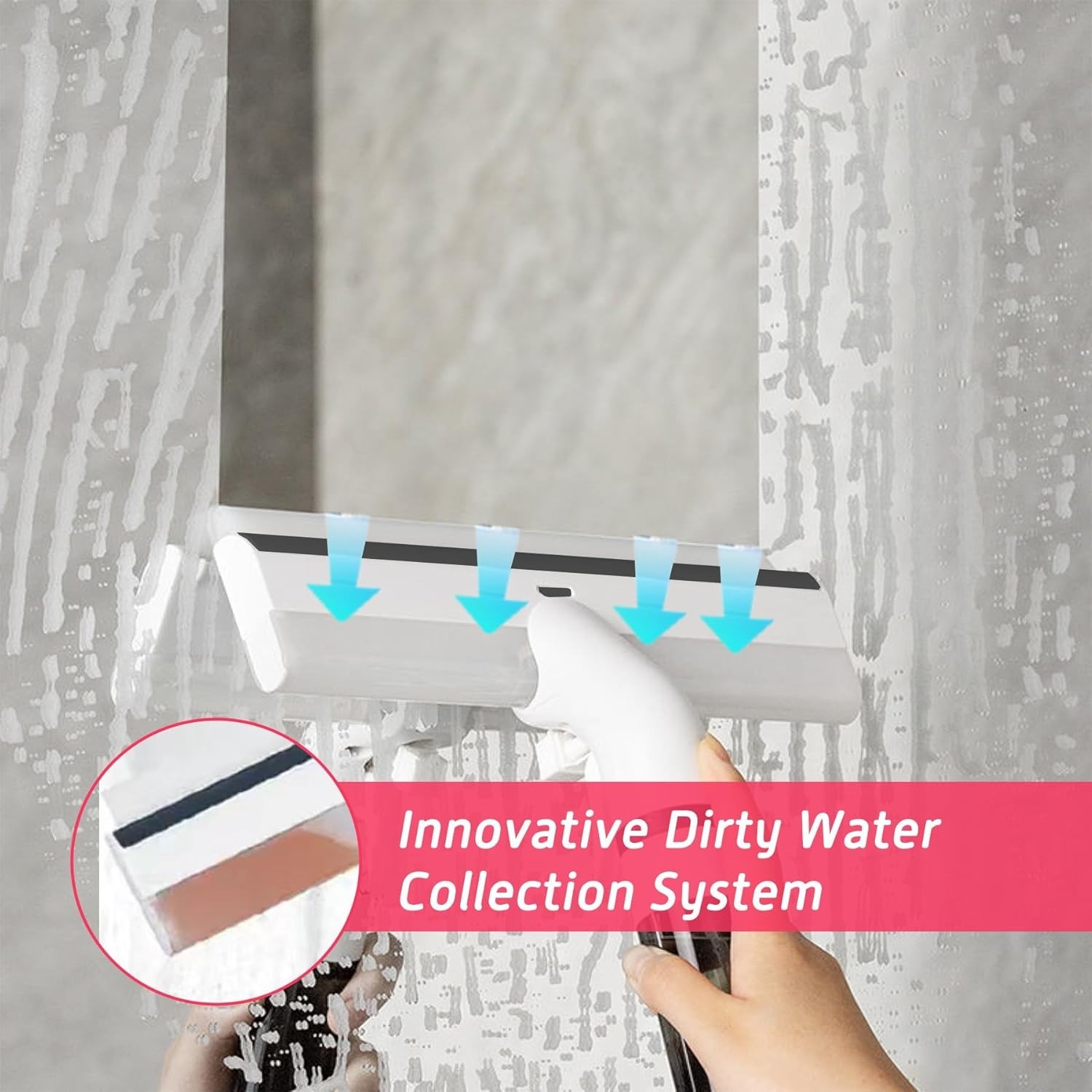 3-in-1 Window Cleaning Squeegee with Spray Bottle & Microfiber Scrub