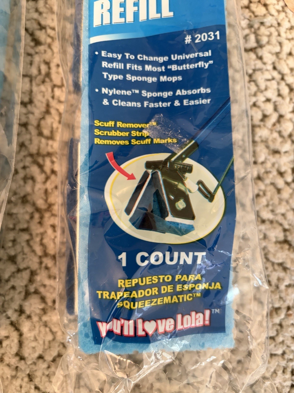 LOLA SqueezeMatic Butterfly Sponge Mop Refill 9″ Super Absorbent 2 Count #2031