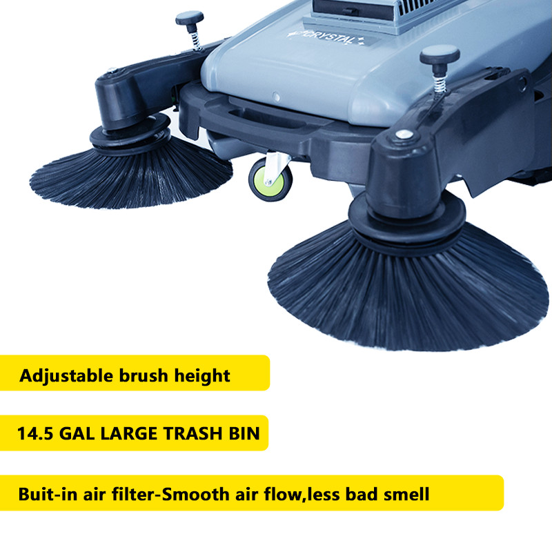 Industrial Floor Sweeper with 3 Brooms, 39 inch Cleaning width, 39,000 Sq.ft/h