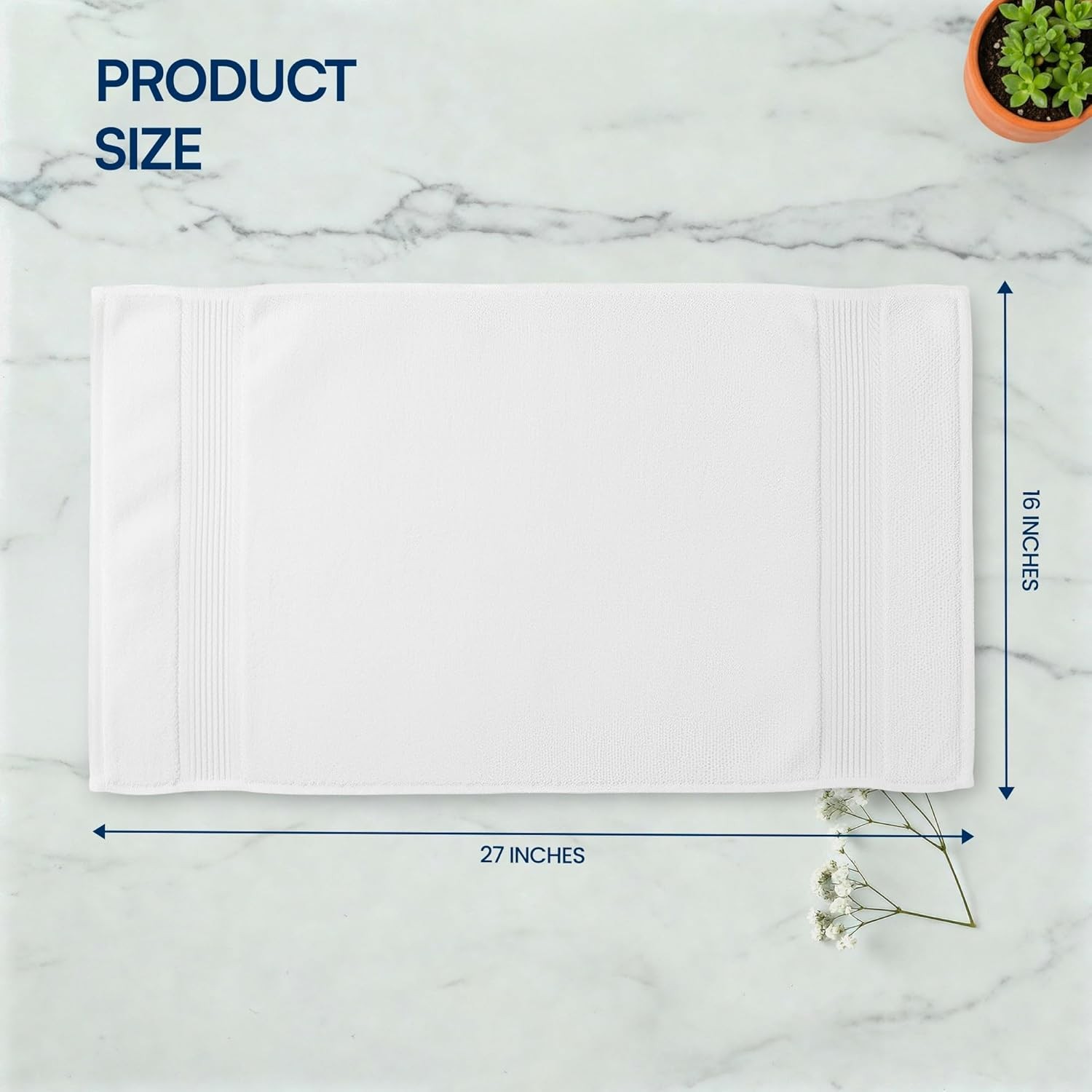 Premium 16×27 Inch White Hand Towel – 100% Cotton Zero Twist Towels | Absorbent,