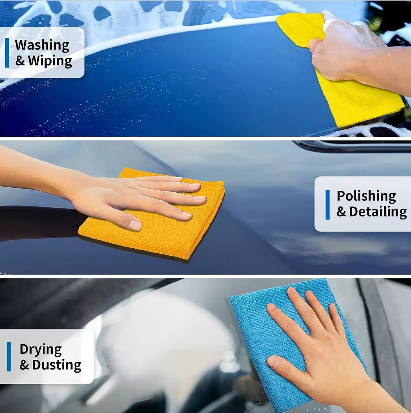 Microfiber Cleaning Cloth Set of 24 Towel Rag Car Polishing Detailing No-Scratch