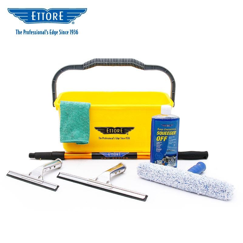 Ettore Compact Window Cleaning And Washing Starter Kit w/ Long Handle+ 2 Squeege