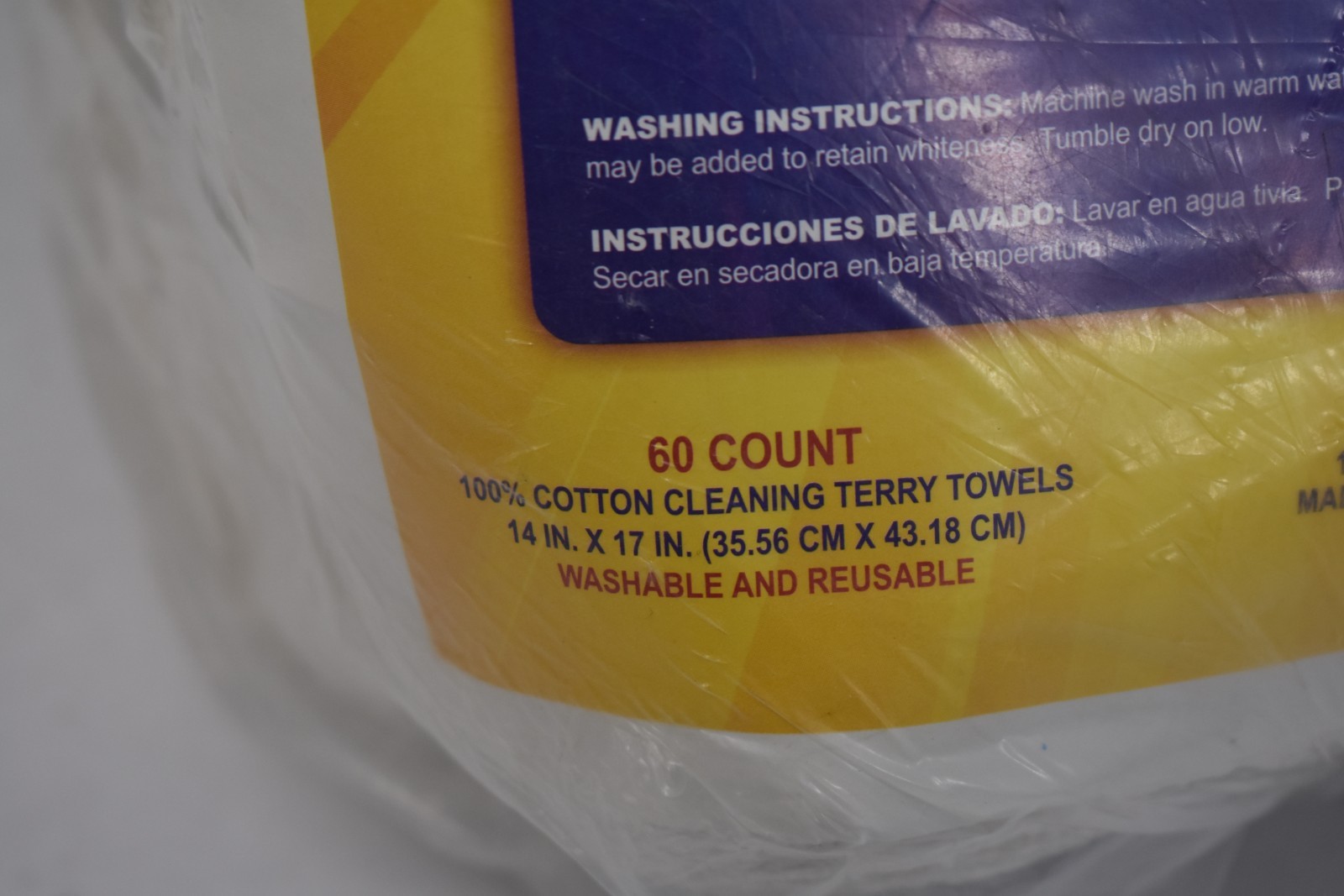 Cleaning Terry Towels 100% Soft Plush Cotton White Multi-Purpose Towels 60 Pack