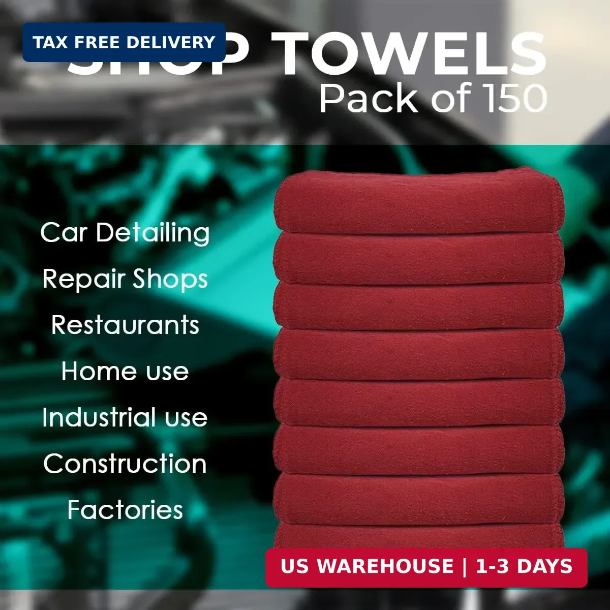 Avalon Towels Cotton Shop Rags – (Pack of 150) Size 12×14 Inches Cleaning Rags –