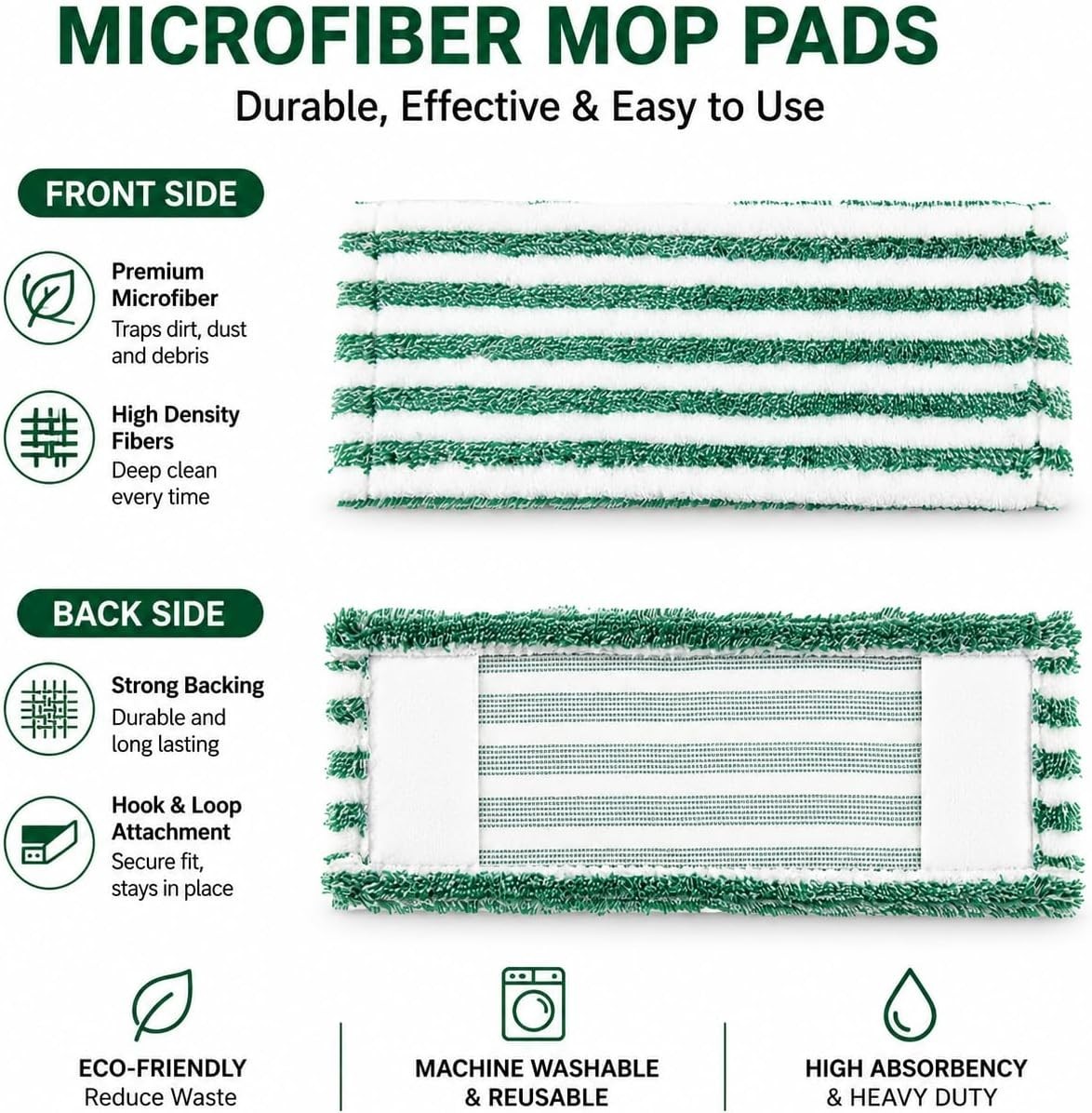Libman Wet & Dry Microfiber Mop Refills – 2 Pack Reusable Washable Microfiber…
