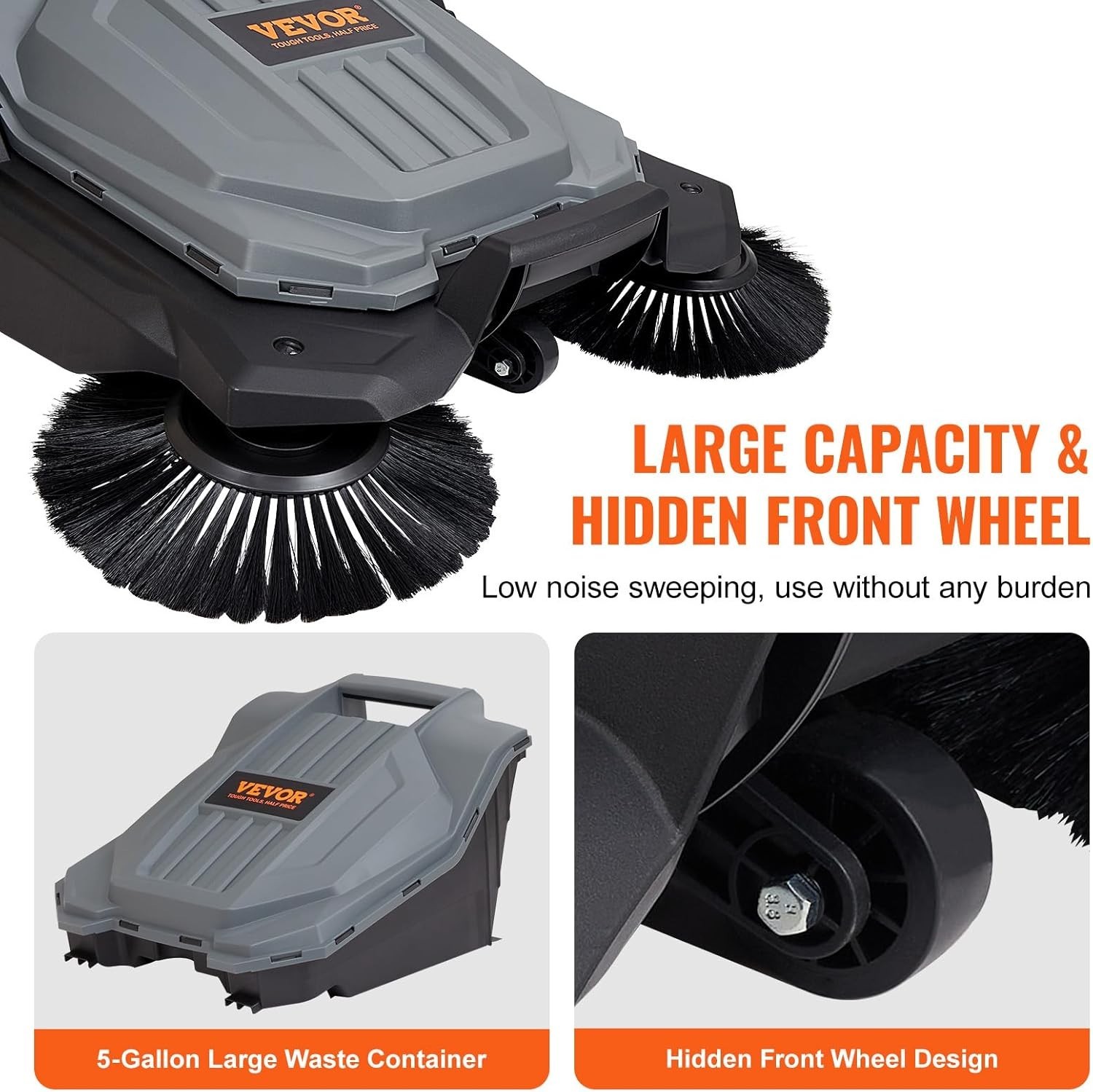 Walk-Behind Hand Push Floor Sweeper 25 6 Inch Sweeping Width Manual Non Electric