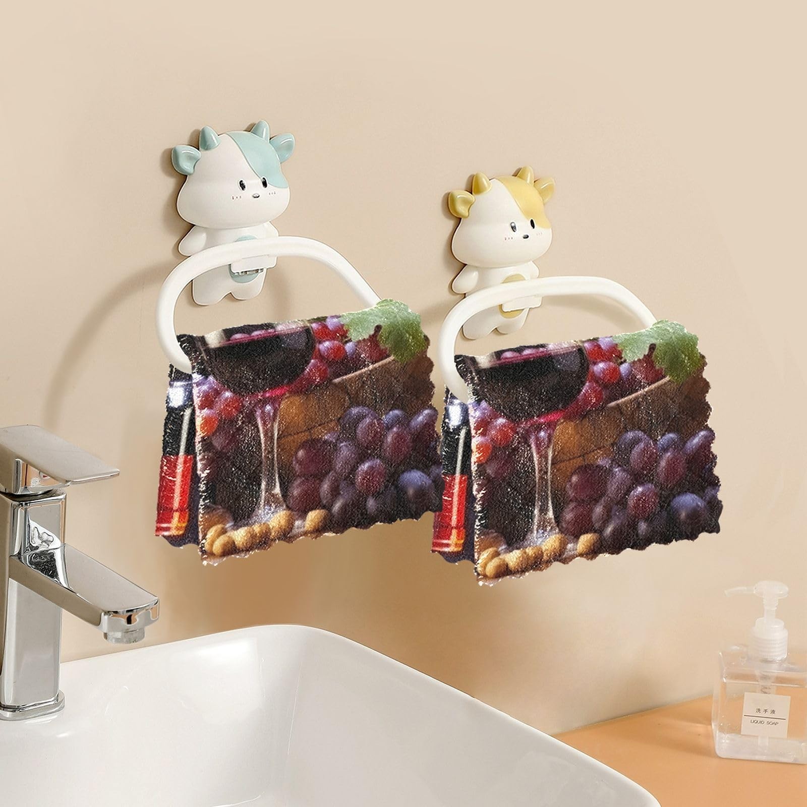 Kigai Vineyard Wine Grape Kitchen Cloth Dish Towels 6-Pack 11×11 Inch, C136